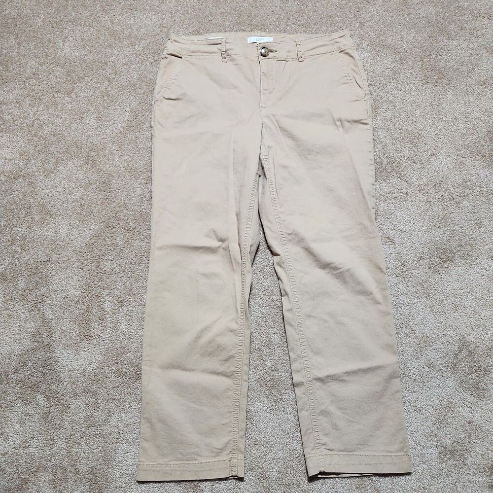 LOFT Pants Women 8 Tan Mid Rise The Slim Straight Chino